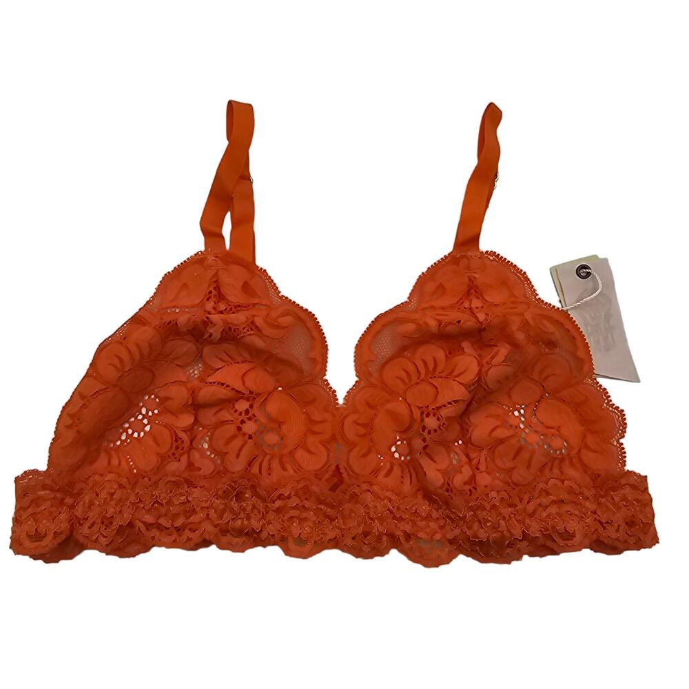 Free people We Are HAH Womans XS Chi Bralittle Bralette Burnt Orange Lace NEW